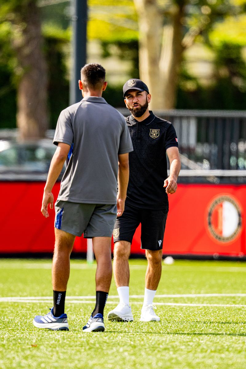 Coach Siamak Hashemi at Feyenoord Rotterdam training complex during Apex Football Academy international trip