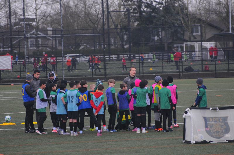 Apex Football Academy running a youth soccer program at a local school in Surrey BC